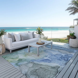 HomeRoots 5' Beige Abstract Area Rug - Washable, Non-Skid, Stain-Resistant Design for Indoor & Outdoor Use 10' X 14' 559964