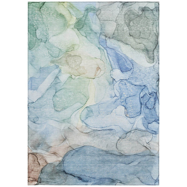 HomeRoots 5' Beige Abstract Area Rug - Washable, Non-Skid, Stain-Resistant Design for Indoor & Outdoor Use 10' X 14' 559964