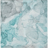 Homeroots 3' X 5' Gray And Ivory Abstract Washable Non Skid Indoor Outdoor Area Rug Teal Polyester 559968