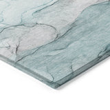 Homeroots 3' X 5' Gray And Ivory Abstract Washable Non Skid Indoor Outdoor Area Rug Teal Polyester 559968