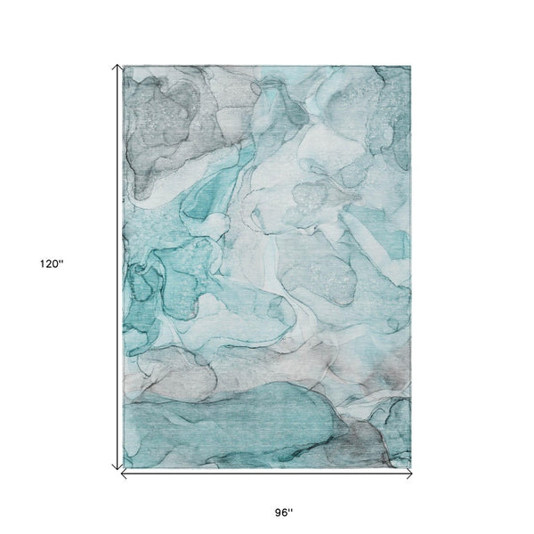 HomeRoots 5' Beige Abstract Area Rug - Washable, Non-Skid, Stain-Resistant Design for Indoor & Outdoor Use 8' X 10' 559971