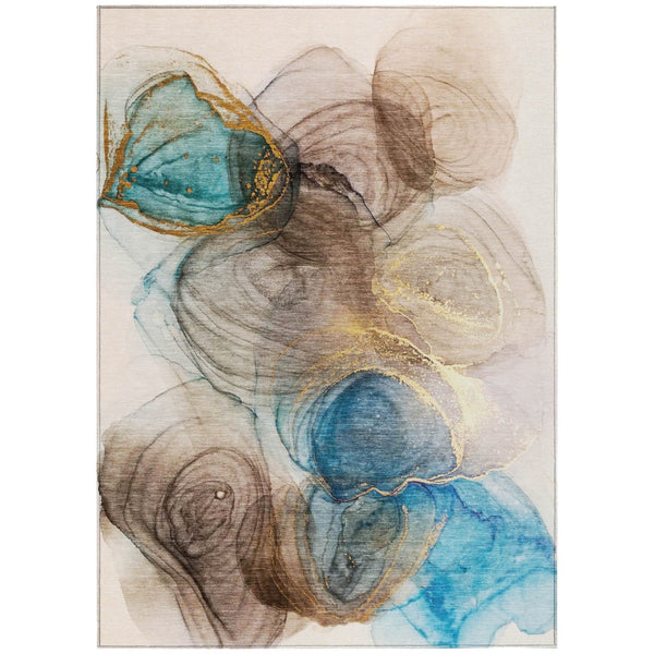 HomeRoots 5' Beige Abstract Area Rug - Stylish, Washable, Non-Skid Design for Indoor and Outdoor Spaces 10' X 14' 559982