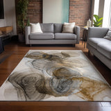 Homeroots 5' X 8' Brown Abstract Washable Non Skid Indoor Outdoor Area Rug Brown Polyester 559987