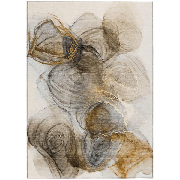 HomeRoots 5' Beige Abstract Area Rug - Stylish, Washable, Non-Skid Design for Indoor and Outdoor Spaces 10' X 14' 559991