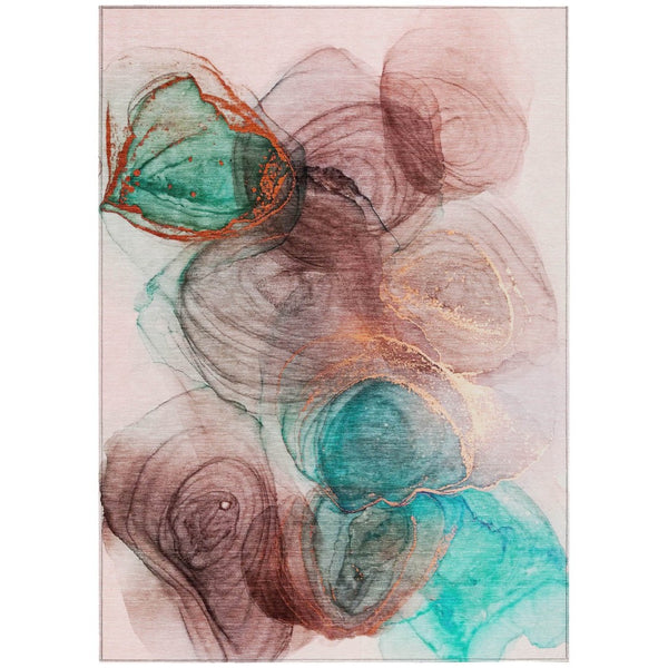 HomeRoots 5' Beige Abstract Area Rug - Stylish, Washable, Non-Skid Design for Indoor and Outdoor Spaces 9' X 12' 559999