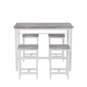 English Elm 5-piece Oak White 5PC Modern Bar Table Set with 4 Stools, Metal Frame & MDF, 47.5"x23.7"x35.5" W578P310676
