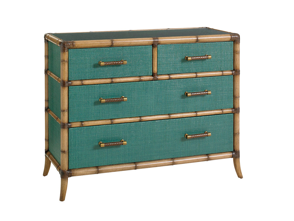 Lexington Tommy Bahama Home Pacific Teal Chest - Elevate Your Space With Luxurious Design, 4 Drawers & Protective Glass Top Pacific Teal  560-624