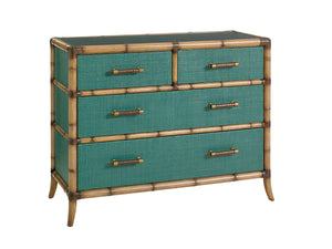 Lexington Tommy Bahama Home Pacific Teal Chest - Elevate Your Space With Luxurious Design, 4 Drawers & Protective Glass Top Pacific Teal  560-624