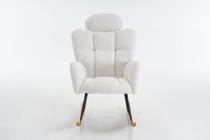 English Elm 055-teddy Plush Fabric Nursery Glider with High Back Support and Modern Rocking Base W527P228306
