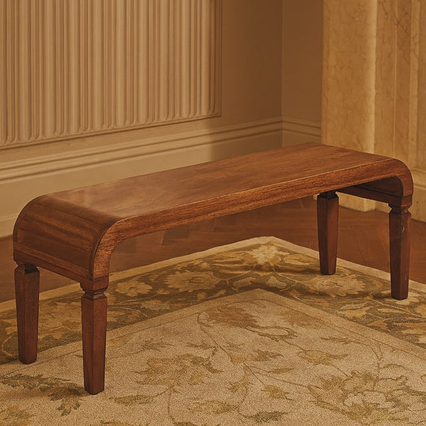 English Elm Solid Mango Wood Console Table with Brass Hardware and Organic Curved Silhouette B182P372124