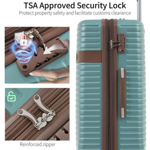 English Elm 4 Piece Abs Hard Shell Luggage Set with Spinner Wheels Tsa Lock and Packing Cubes Blue PP313145AAC