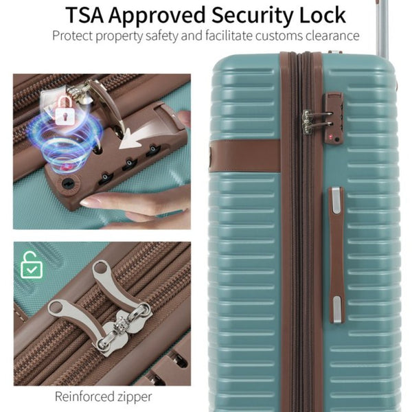 English Elm 4 Piece Abs Hard Shell Luggage Set with Spinner Wheels Tsa Lock and Packing Cubes Blue PP313145AAC