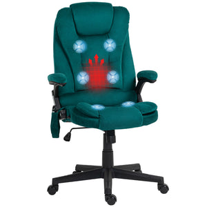 English Elm HOMCOM Executive Massage Office Chair with 6-Point Vibration, Lumbar Heat, Recline & Remote Control Dark Green W2225P229773