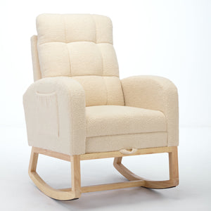 English Elm Modern Accent Rocking Chair With Adjustable Footrest, High Backrest & Side Pocket For Comfort W2725P254696