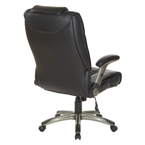 OSP Home Furnishings Exec Bonded Leather Office Chair with Lumbar Support Padded Arms and Pneumatic Height Lift ECH52607-EC3