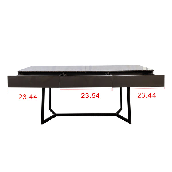 English Elm Modern Black Elegant 70.87" Computer Desk with Y-Shape Metal Legs, Spacious Top for Work & Study W331P286651