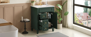 English Elm 24" Elegant Bathroom Vanity With Ceramic Sink - Space-Saving Design, 2 Drawers & Adjustable Shelf N710P318990F