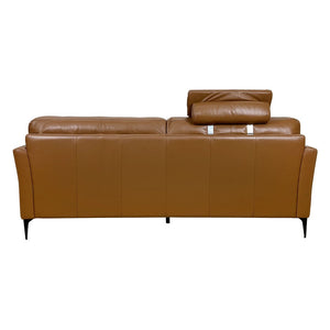 English Elm Tussio Genuine Leather Sofa Italian Crafted with Tight Back and Five Accent Pillows B2726P498539
