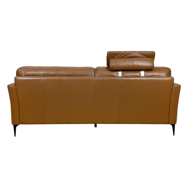 English Elm Tussio Genuine Leather Sofa Italian Crafted with Tight Back and Five Accent Pillows B2726P498539