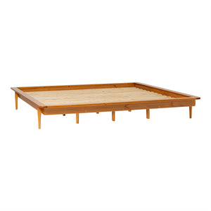 English Elm Walker Edison - Mid-Century Solid Pine King Platform Bed Frame with Tapered Legs, No Box Spring Needed, Sturdy Build Caramel 94 L x 16 W x 7 H B185P169407