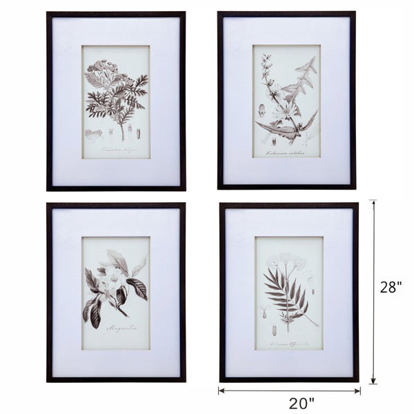 English Elm Set Of 4 Botanical Wall Art Prints – Elegant Home Decor For Living Room, Bedroom, And Hallway W2078130249-GIGA