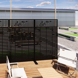 English Elm Metal Grid Privacy Screen Freestanding Powder Coated Divider for Patio or Balcony W1586P455083
