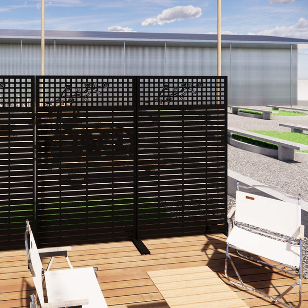 English Elm Metal Grid Privacy Screen Freestanding Powder Coated Divider for Patio or Balcony W1586P455083