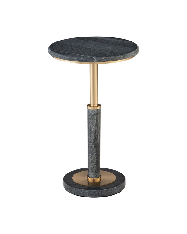 Currey & Company Miles Black Marble Accent Table - Elegant Midnight Stone & Polished Brass Finish For Modern Decor Black Midnight Black Stone ,Brass 4000-0241-currey-company