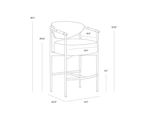 Sunpan HELOISE Counter Stool - Elegant Ivanhoe Pine Faux Leather with Gold Stainless Steel Frame & Comfort 112661