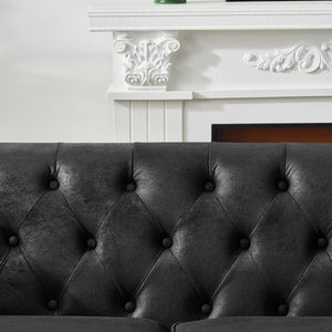 English Elm 3+3 Seater Sofa Set - Elegant Chesterfield Tech Fabric Couch With High-Density Foam For Comfort W3373S00007