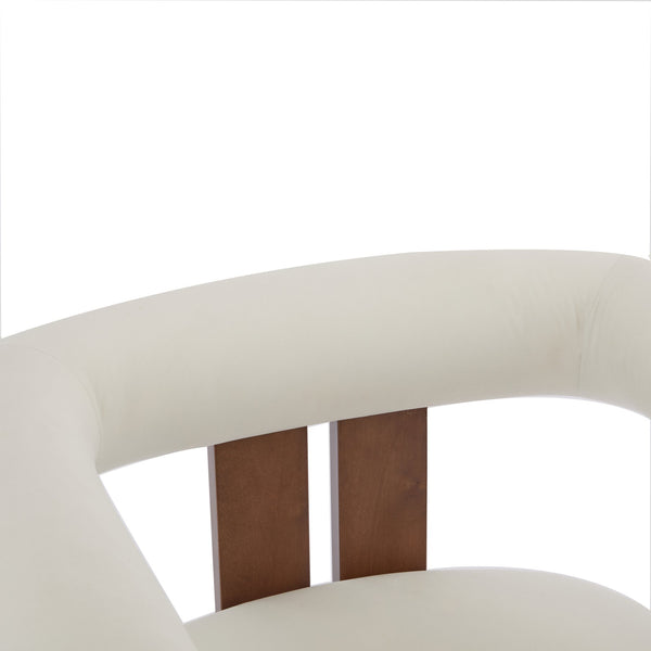 English Elm Christopher Knight Home® - Modern Upholstered Round Arm Accent Chair with Velvet Finish, Elegant Curved Back and Three Legs Design Beige 30.5 L x 29 W x 14.5 H N776P216194I