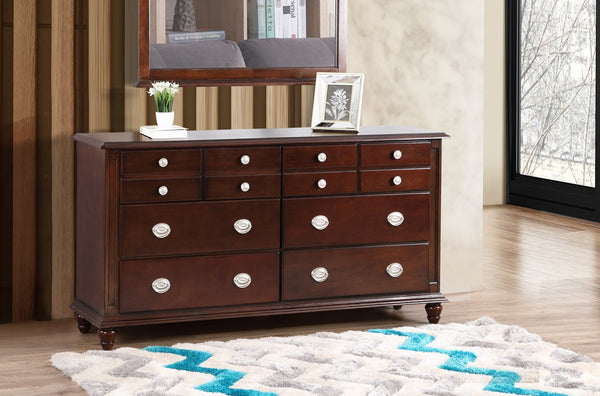 English Elm Summit G5950-D Cappuccino Dresser with 6 Dovetail Drawers, 65" Wide Wood Veneer Storage Chest, 35" H B078108348