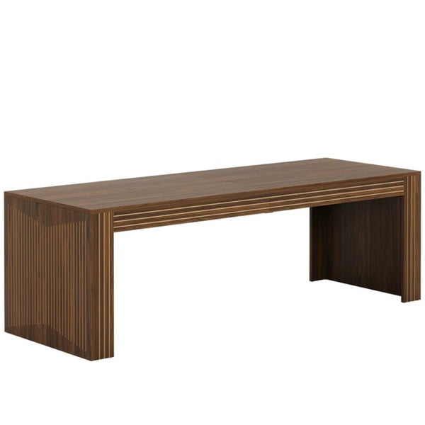 English Elm Executive Extra Long Wood Grain Computer Desk for Dual Monitor Home Office Setup T3971P449943