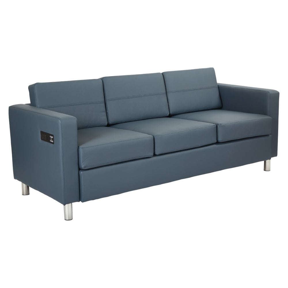 OSP Home Furnishings Atlantic Modern Sofa with Built-in Usb and Ac Charging Ports for Living Room Comfort Blue ATL53-R105