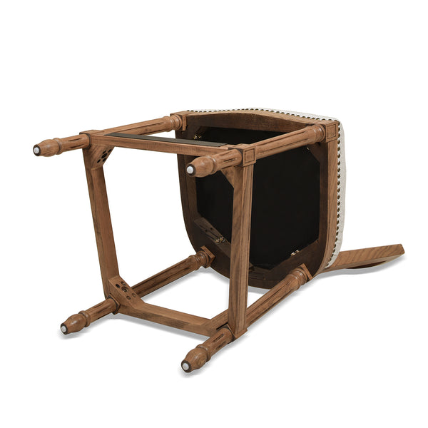 English Elm Jennifer Taylor Home - Triomphe Rattan Wicker High Back Armless Counter Stool — French Country Oak Frame, Upholstered Comfort White B2719P238385