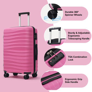 English Elm Premium Polypropylene Hard Shell Luggage Set Three Piece with Tsa Locks Spinner Wheels Pink N726P460073R