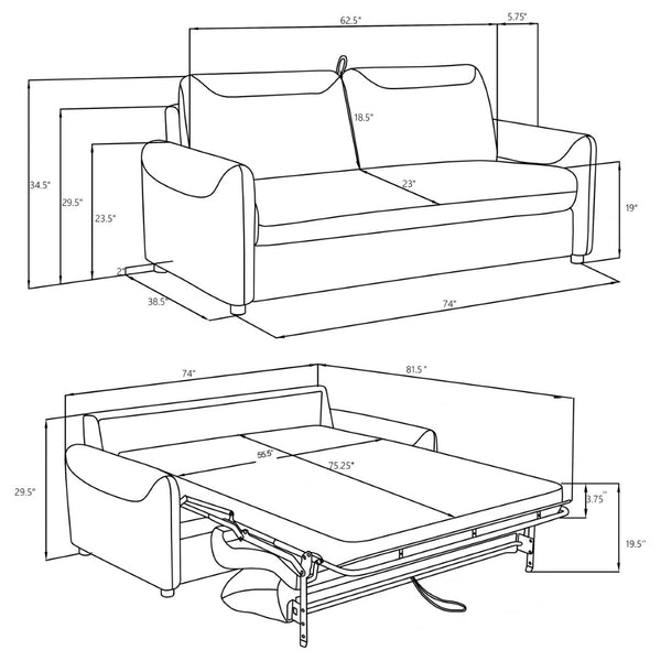English Elm Welker Beige Polyester Queen Sleeper Sofa with Memory Foam and Slim Track Arms B062P451727