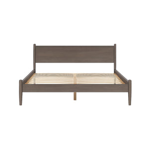 English Elm Mid-Century Wooden Platform Bed In Gray Finish - Stylish Eastern King Design For Modern Bedrooms B016S00028