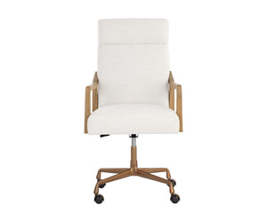 Sunpan Collin Office Chair - Stylish Bovine Leather with Elegant Iron Frame for Modern Workspace Comfort Natural / Heather Ivory Tweed