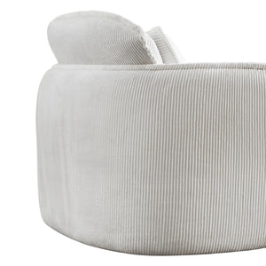 English Elm Convertible Compressed Sofa Chair Ottoman Corduroy Fold-Out Recliner for Small Spaces Dorm Apartments Beige W1036P251805