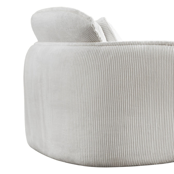 English Elm Convertible Compressed Sofa Chair Ottoman Corduroy Fold-Out Recliner for Small Spaces Dorm Apartments Beige W1036P251805