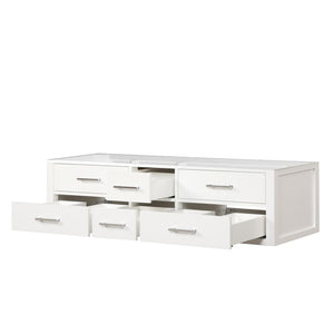 English Elm White Double Bath Vanity - 72" W Midcentury Design With Soft-Close Drawers & Spacious Storage Solutions B2731P258081-GIGA