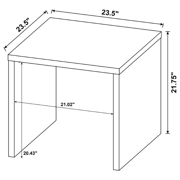 English Elm Canyon Matte Black Square End Table Scratch Resistant Surface for Modern Living Spaces B062P448032