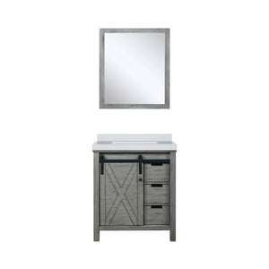 English Elm Ash Grey Bath Vanity 30 in with Cultured Marble Top, Soft-Close Drawers, Mirror & Ample Storage B2731S00797