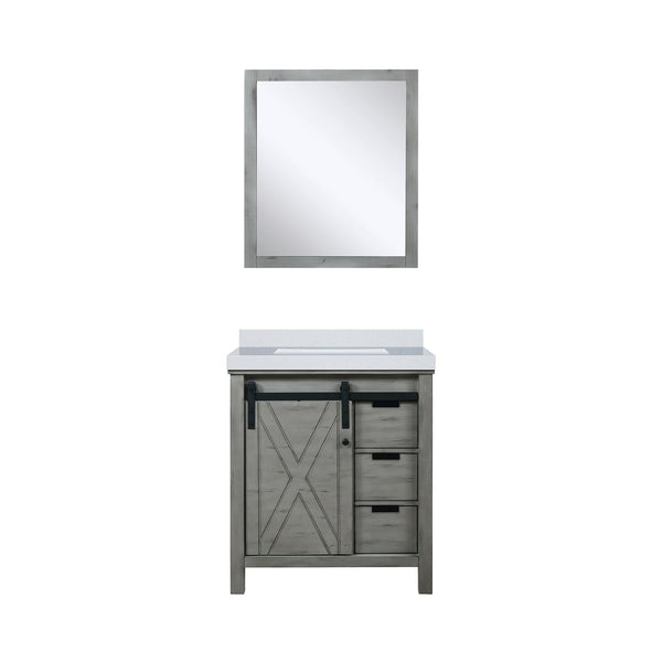 English Elm Ash Grey Bath Vanity 30 in with Cultured Marble Top, Soft-Close Drawers, Mirror & Ample Storage B2731S00797