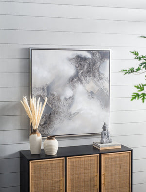 English Elm 39.4X39.4" Stormy Skies Framed Hand-Painted Wall Art - Evocative Modern Decor For Tranquil Spaces W2078P313333