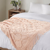 Madison Park Brianne Glam/Luxury 100% Cotton Tufted Chenille Lightweight Throw With Fringe Tassel 50" x 60" MP50N-7095 Blush