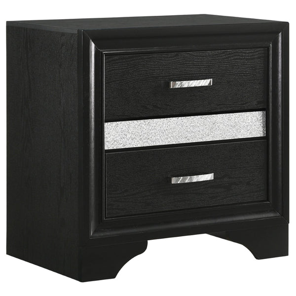 English Elm Annie Glam Black Lacquer Eastern King Bedroom Set with Crystal Pulls and Hidden Jewelry Storage B062S01613