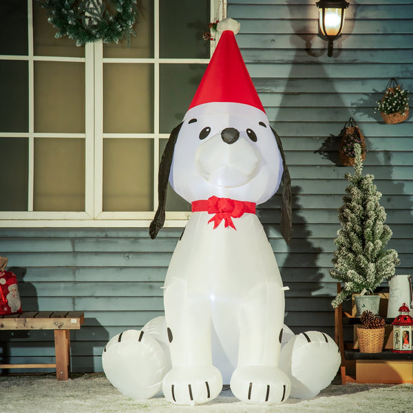 English Elm HOMCOM 6ft Inflatable Christmas Puppy with LED Lights, Outdoor Yard Decor, Stakes & Easy Plug-In Setup W2225P217078