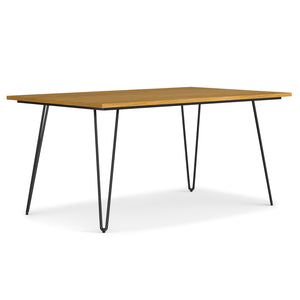 English Elm Hunter Modern Industrial Dining Table 66"x40" Brown Oak Veneer, Hairpin Legs, Seats 6, Durable Finish B136P266895